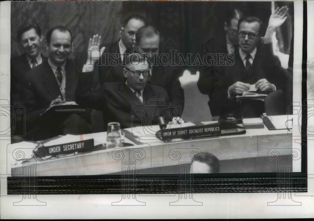 1956 Press Photo Soviet Amb. UN Arkady Sovolev - Historic Images