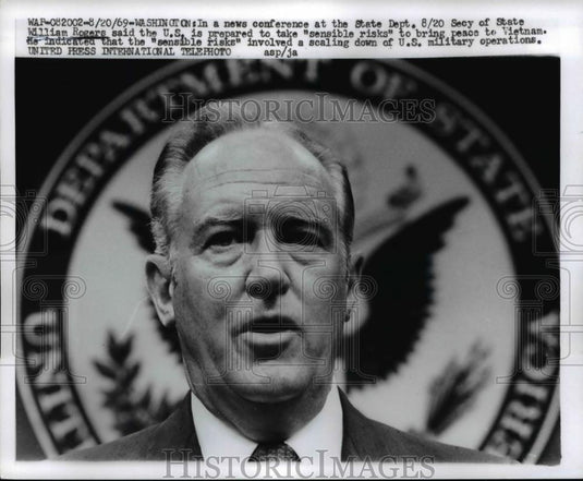 1969 Press Photo Washington Secy of State Wm Rogers in news conference - Historic Images