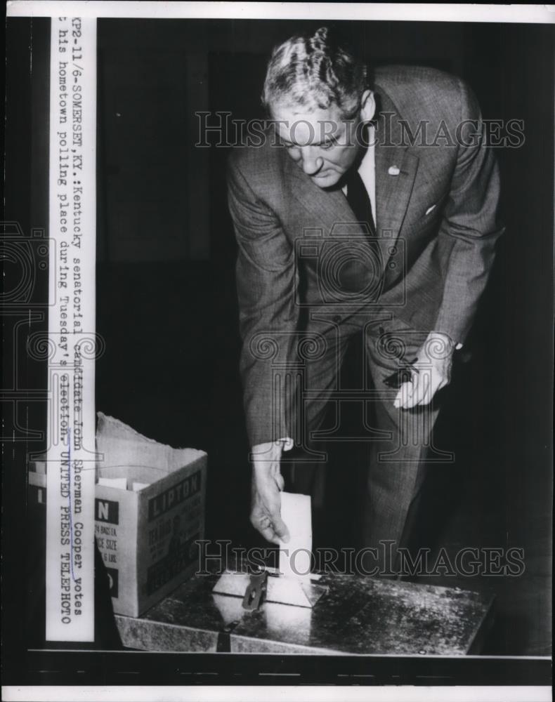 1956 Press Photo Somerset Kentucky, John Sherman Cooper Senatorial Candidate - Historic Images