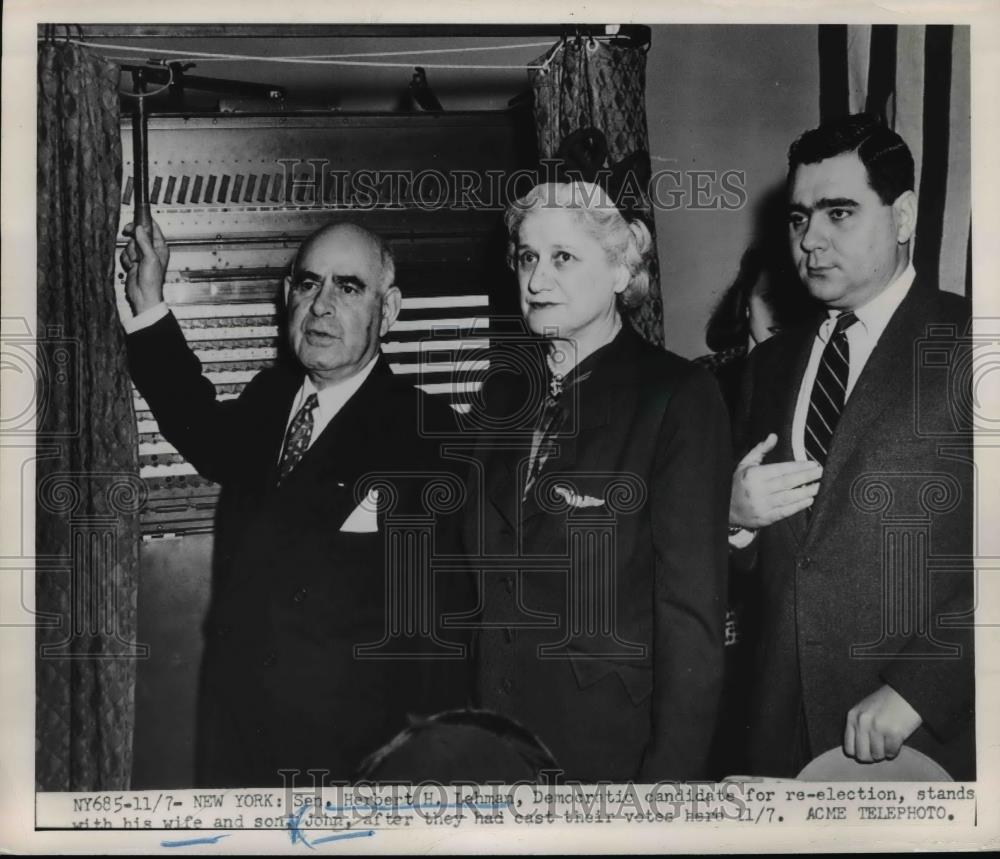 1950 Press Photo Senator Herbert Lehman, wife &amp; son John in NYC - nee85743 - Historic Images