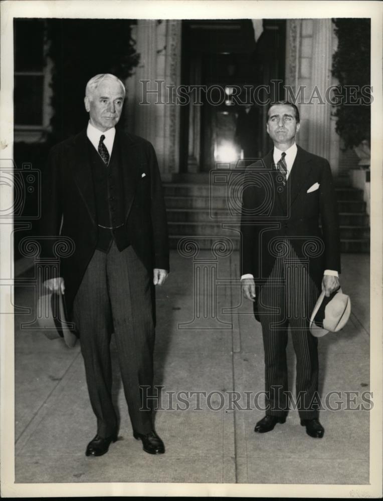 1934 Press Photo Secretary of State Cordel Hull, James Clement Dunn Protocol Div - Historic Images