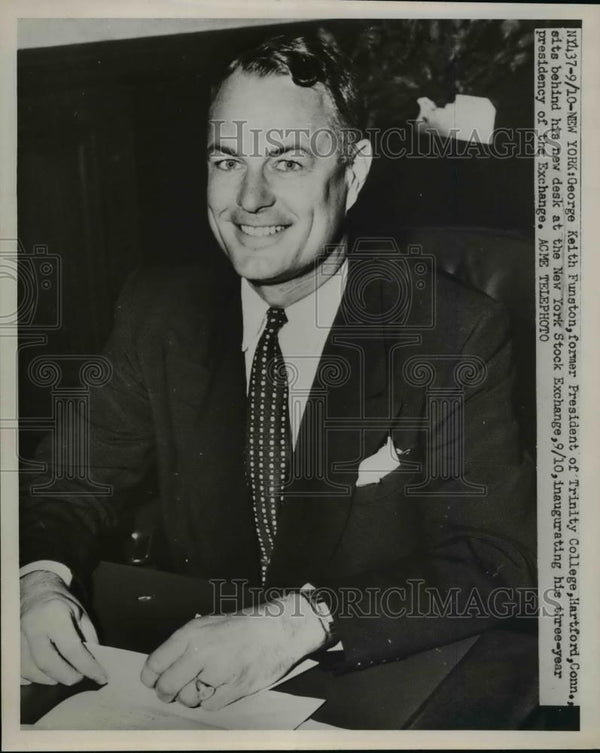 Keith Funston 1951 Press Photo George Keith Funston ex president of Trinity College ...