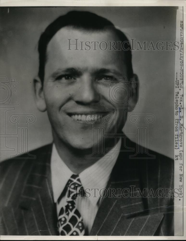 1959 Press Photo LB Hartgrove in Houston Texas - nee87824 - Historic Images