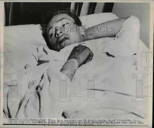 1948 Press Photo Morris Maple survivor of plane crash at a Washington hospital - Historic Images