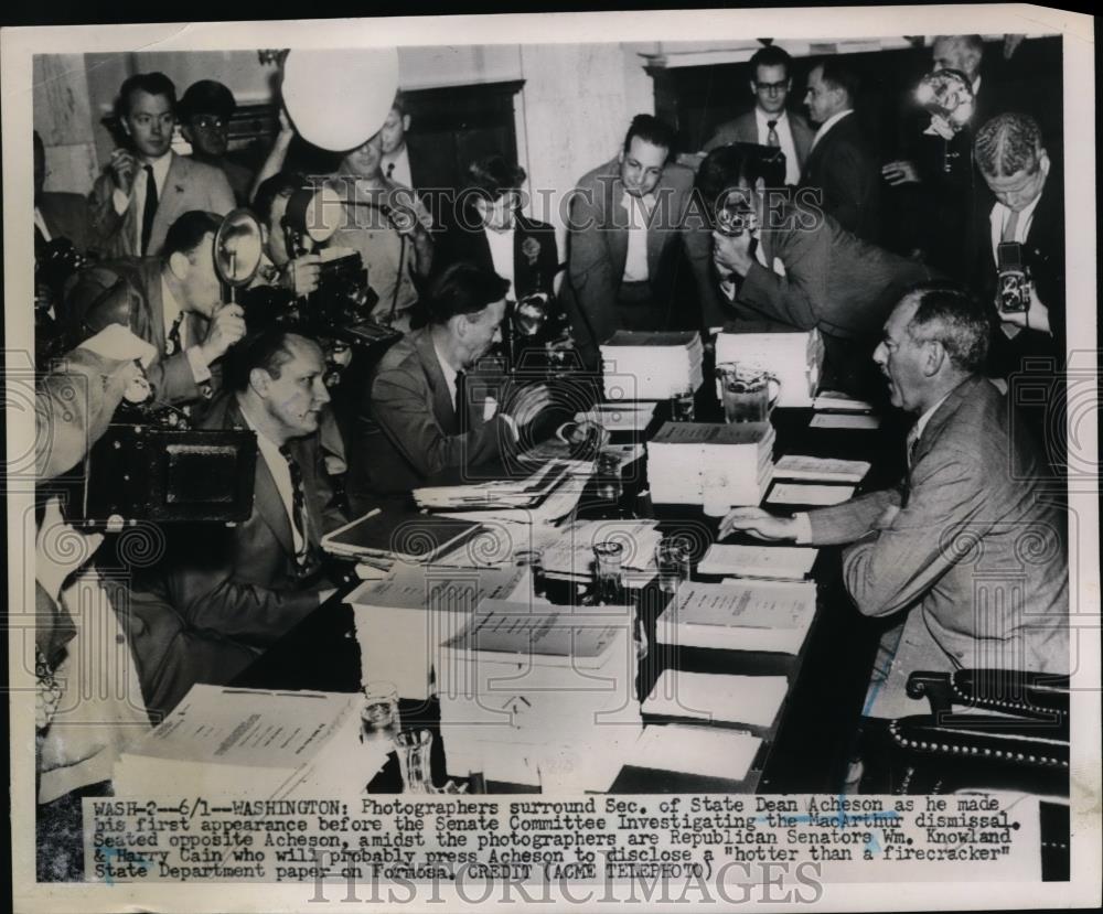 1951 Press Photo Secretary of State Dean Acheson, Senate Committee on MacArthur - Historic Images