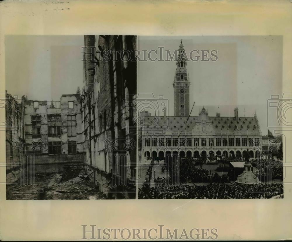 1945 Press Photo Louvian Univ. Library destroy by German Armies invading Belgium - Historic Images