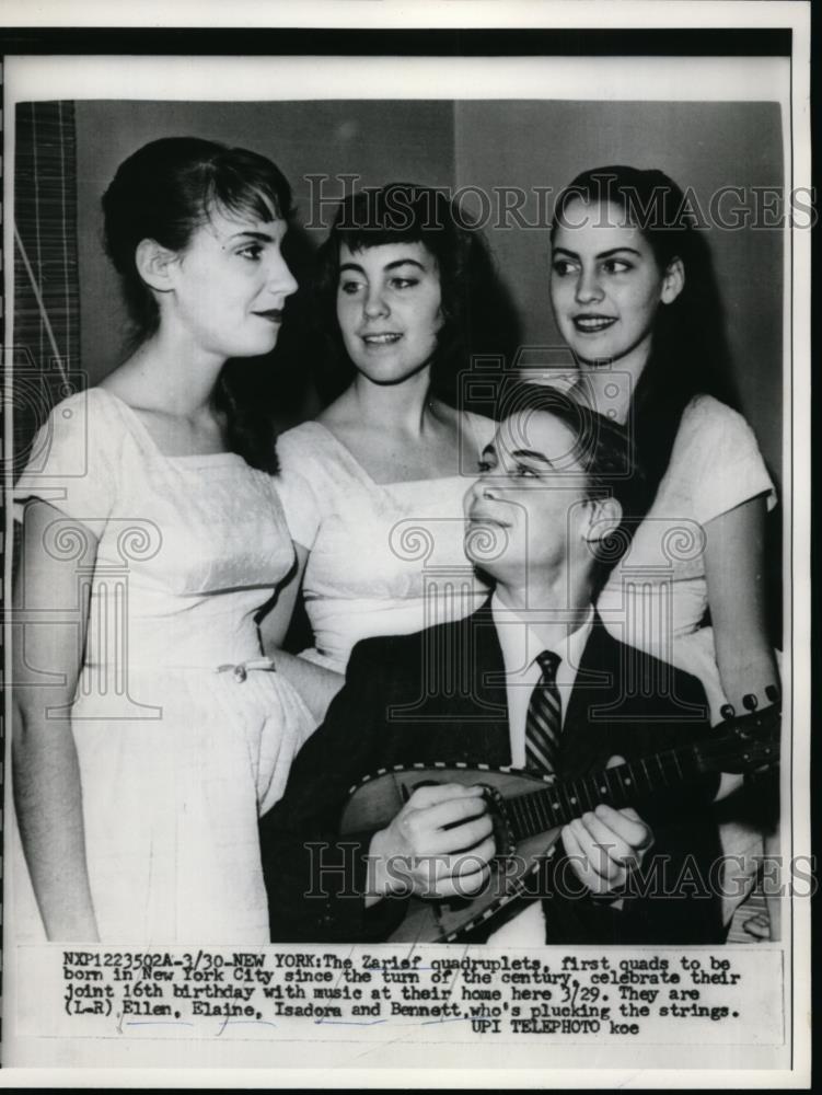 1960 Press Photo Ellen, Elaine, Isadora,Bennett Zarief at 16th birthday in NY - Historic Images