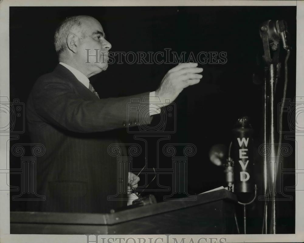 1936 Press Photo NY Governor Herbert Lehman making a political speech - Historic Images