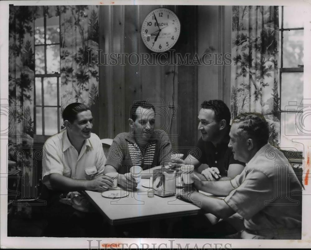 1956 Press Photo Joe Skinner, Sandy Barkus, Al Shepard, SM Hersham in Cleveland - Historic Images