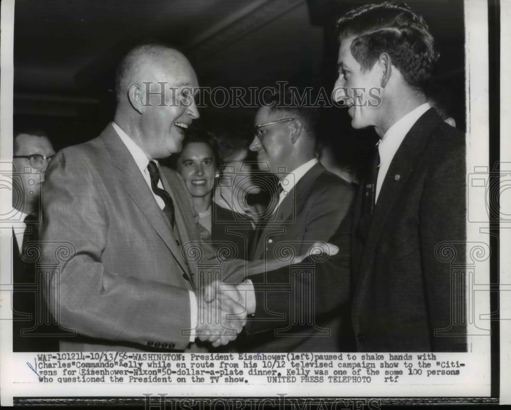 1956 Press Photo President Eisenhower, Charles Kelly at Washington DC - Historic Images