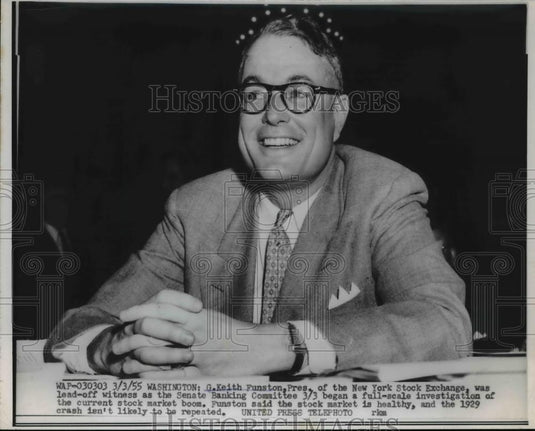 1955 Press Photo G.Keith Funston, Pres. of the New york Stock exchange - Historic Images