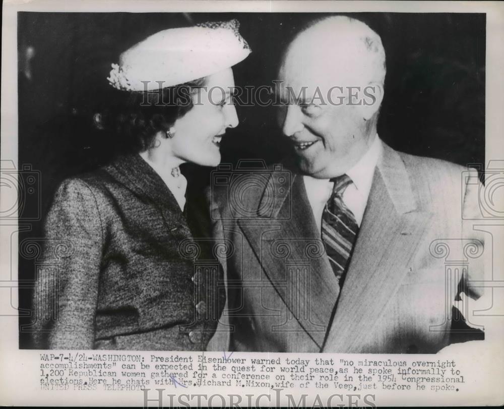 1953 Press Photo President Eisenhower &amp; Mrs Richard Nixon wife of VP in DC - Historic Images