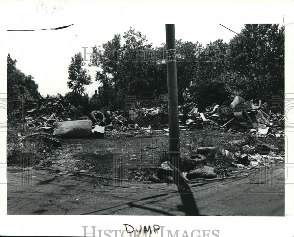 1991 Press Photo Building rubble at East 81st &amp; Preble St, Cleveland - Historic Images