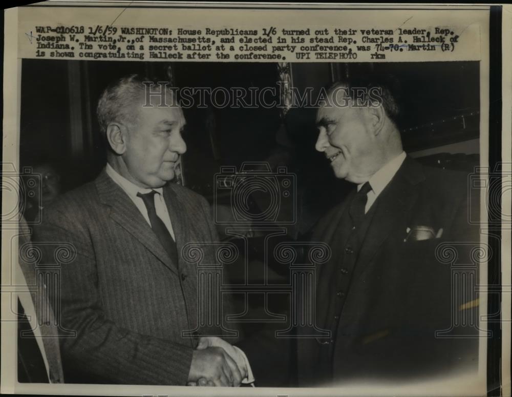 1959 Press Photo House Republicans Rep Joseph Martin Jr & Charles Halleck - Historic Images