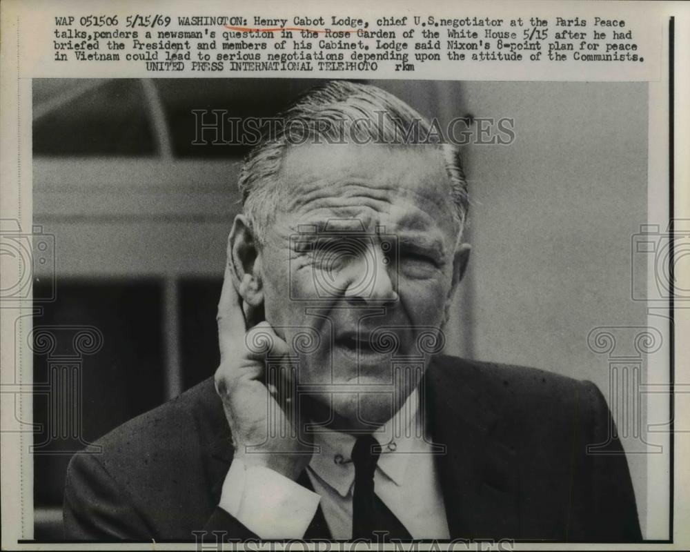 1969 Press Photo Henry Cabot Lodge, Chief Negotiator at the Paris Peace Talks - Historic Images