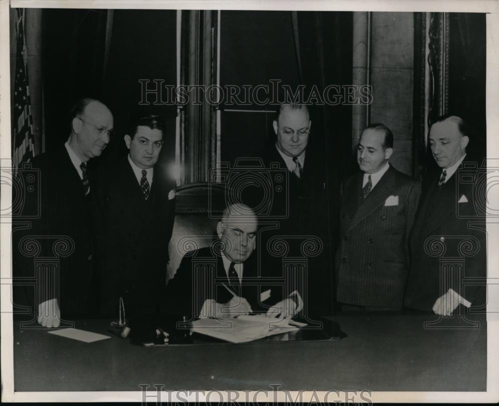 1938 Press Photo NY Governor Herbert Lehman,J Foster Piper,Senator J Livingston - Historic Images