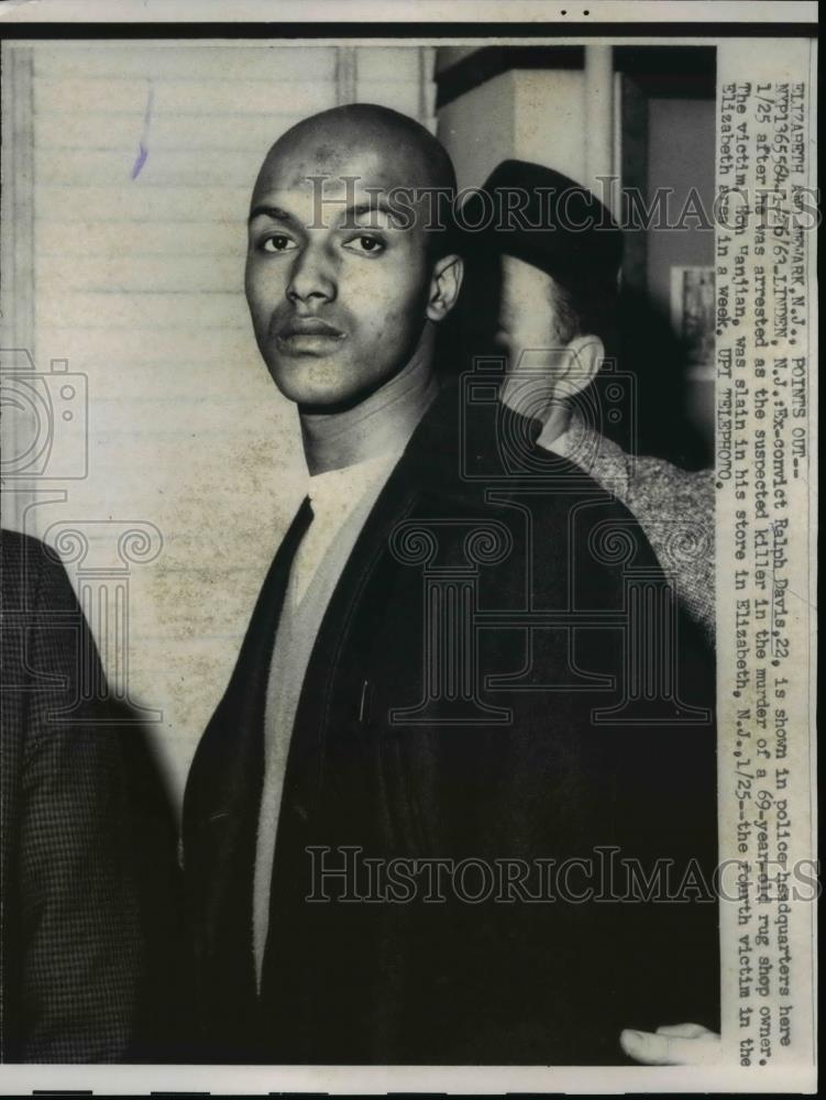 1963 Press Photo Ex convict Ralph Davis arrested in Linden NJ murder suspect - Historic Images