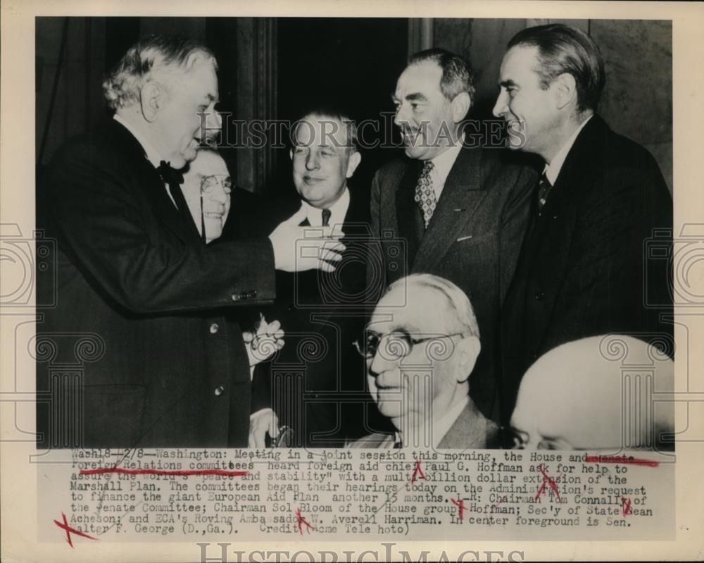 1949 Press Photo Session of the House and Senate Foreign Relations Committee - Historic Images