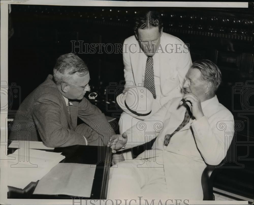 1936 Press Photo Gov. Alfred Landon, Col. Frank Knox and John Hamilton. - Historic Images