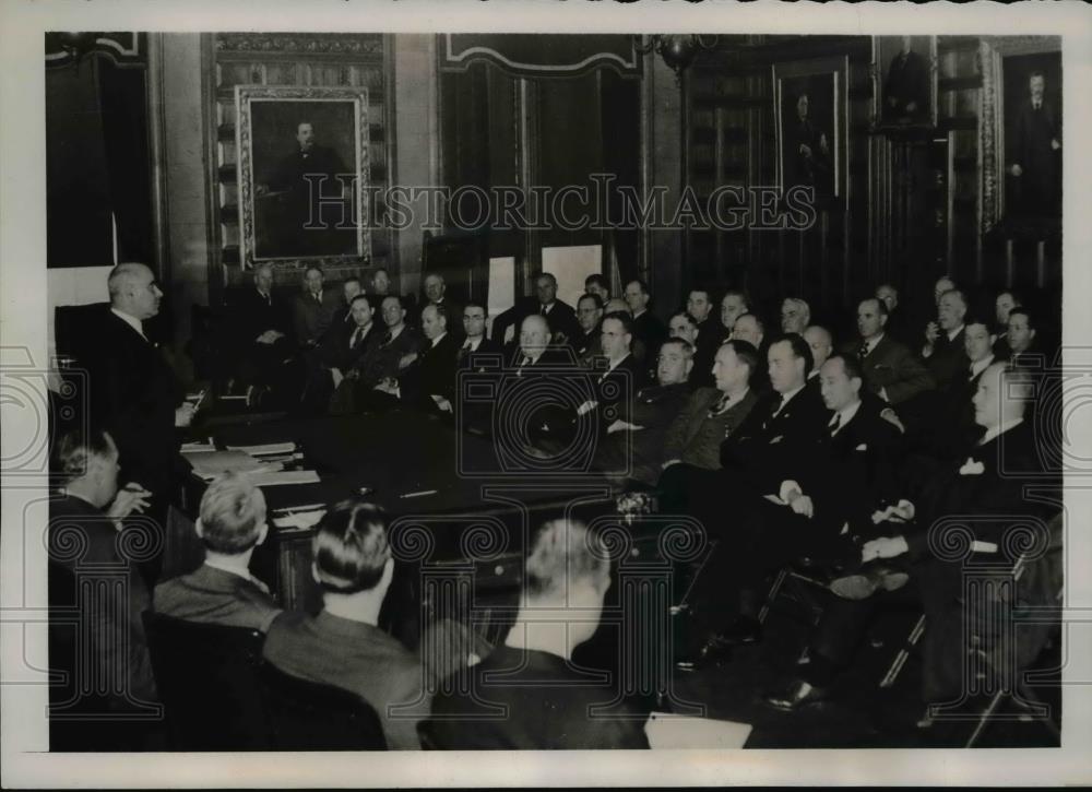 1941 Press Photo Gov. Herbert H.Lehman addresses Executives on Defense Work - Historic Images