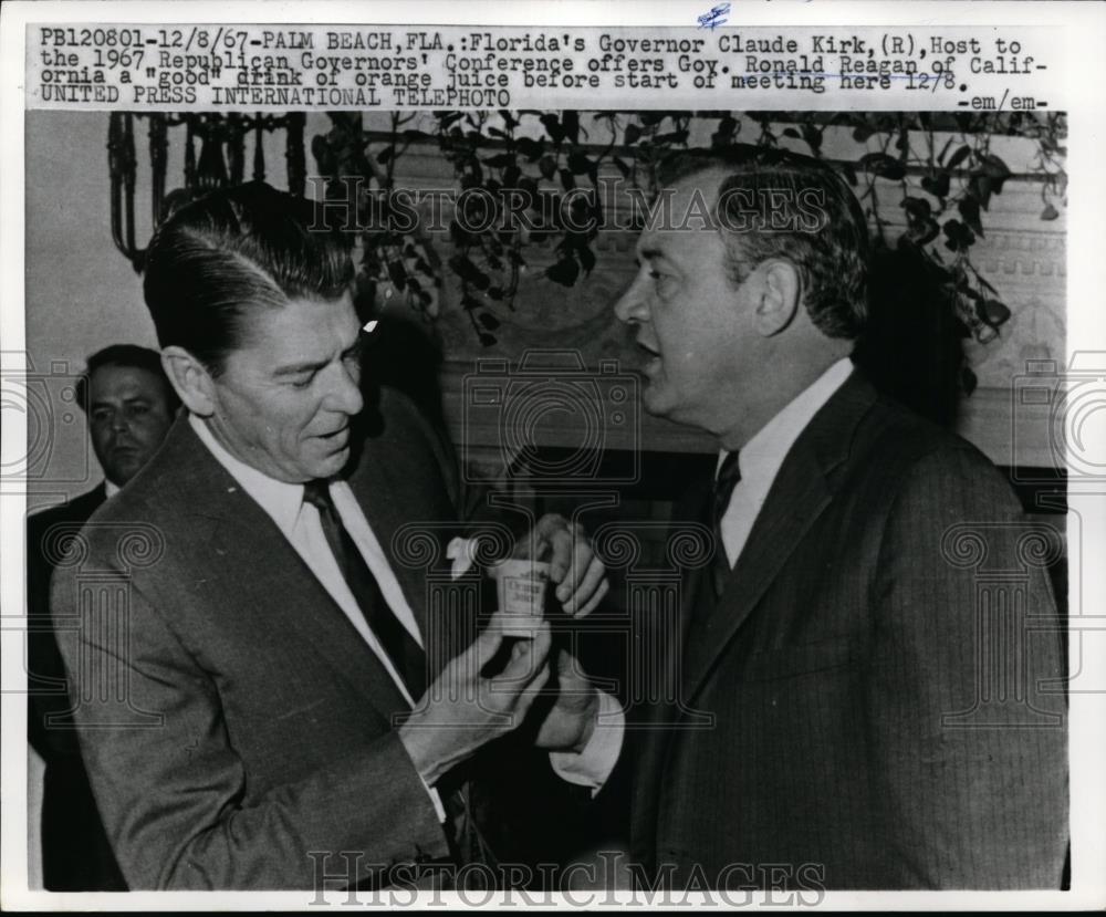 1967 Press Photo Florida Governor Claude Kirk & CA Governor Ronald Reagan - Historic Images