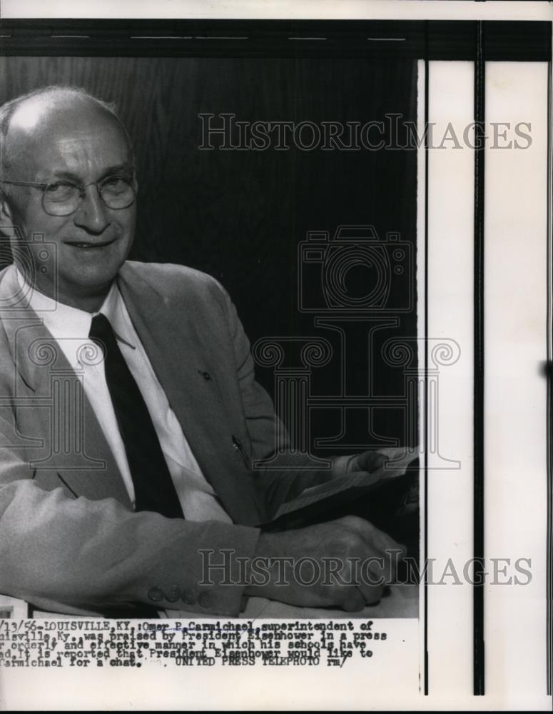 1956 Press Photo Omar Carmichael Louisville KY superintendent of schools - Historic Images