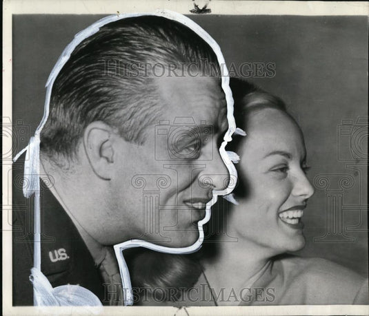 1945 Wire Photo Col Elliott Roosevelt & wife Faye Emerson, new owners of dog - Historic Images
