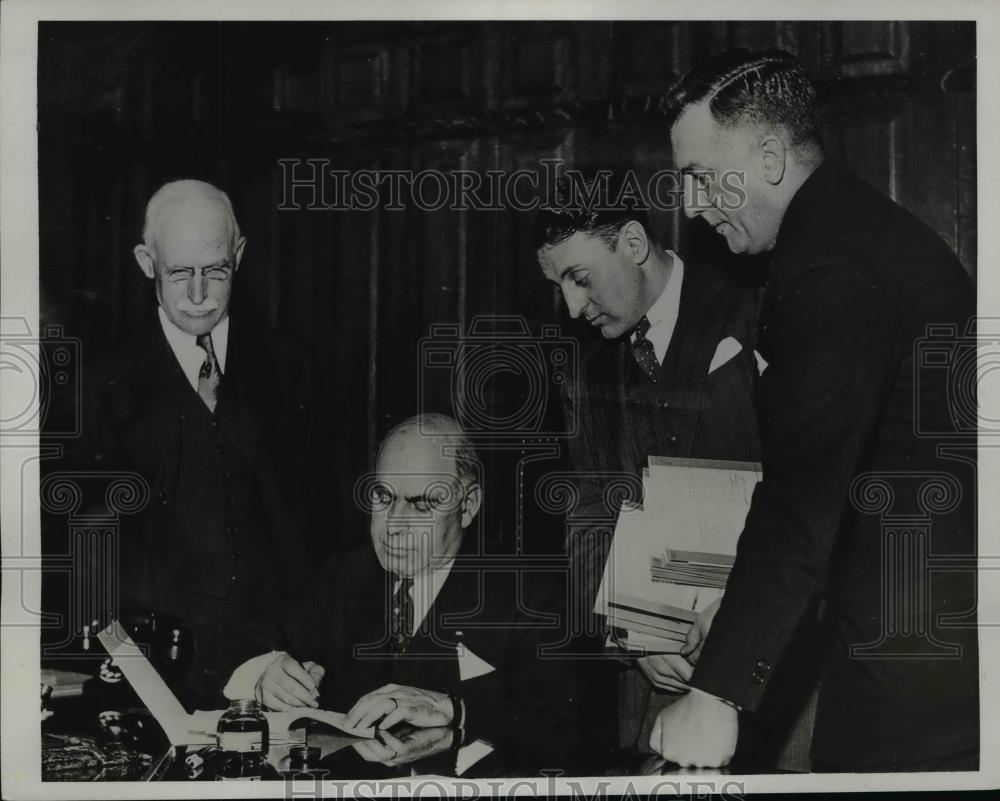 1934 Press Photo NY Governor Herbert Lehman, Charles Polletti, C Blakeslee - Historic Images