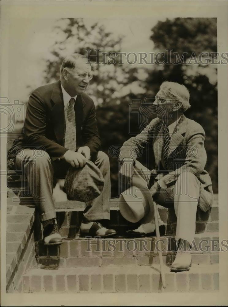 1936 Press Photo Col Frank Knox GOP VP candidate &amp; J Lewis Bumgardner in W VA - Historic Images