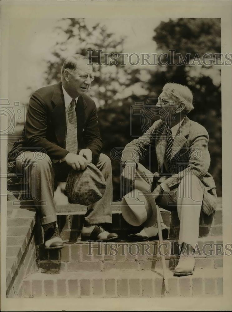 1936 Press Photo Col Frank Knox GOP VP candidate & J Lewis Bumgardner in W VA - Historic Images