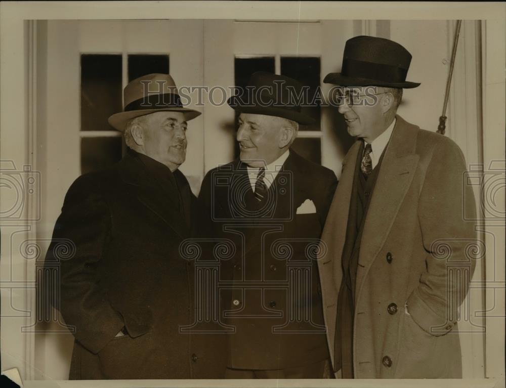 1938 Press Photo LA Mayor Frank Shaw, Charles Kramer &amp; Arthur Eldridge - Historic Images