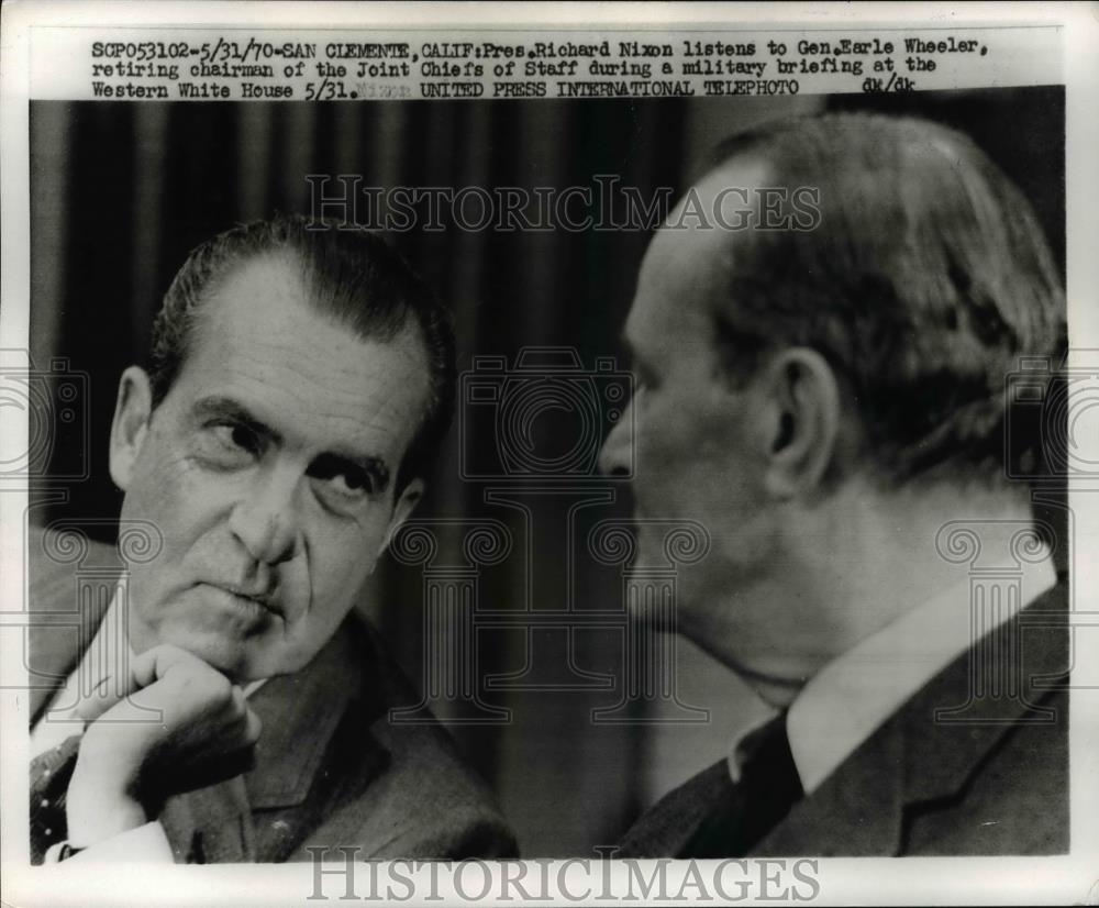 1970 Press Photo President Richard Nixon &amp; General Earle Wheeler in CA - Historic Images