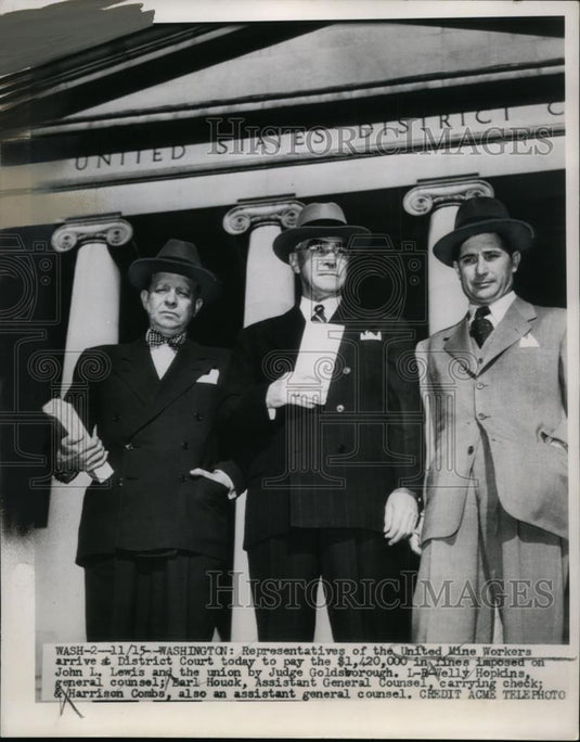 1948 Press Photo Representatives of United Mine Workers arrive in District Court - Historic Images
