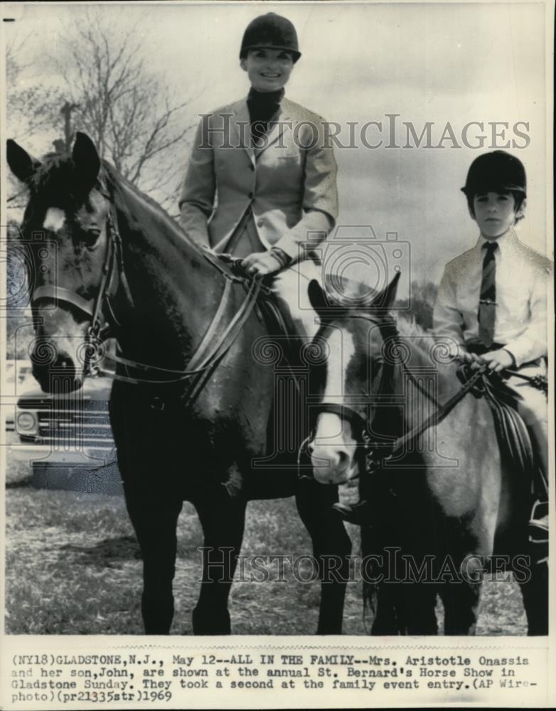 1969 Wire Photo Mrs Aristotle Onassis and her son, John, are shown at - Historic Images