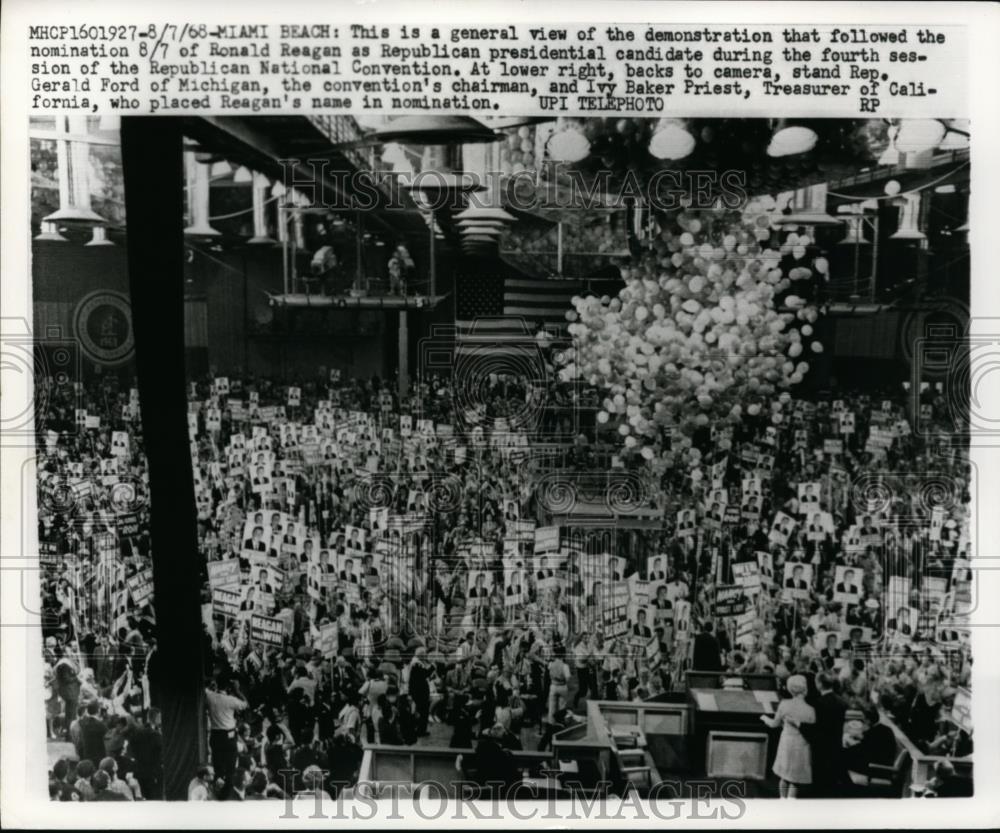 1968 Press Photo Demonstration that followed the nomination of Ronald Reagan - Historic Images