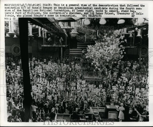 1968 Press Photo Demonstration that followed the nomination of Ronald Reagan - Historic Images