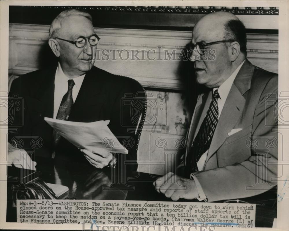 1951 Press Photo Senate Finance Committee Walter George &amp; Sen Eugene Millikin - Historic Images