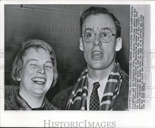 1960 Wire Photo Steven Rockefeller and his Norwegian bride, Anne Marie - Historic Images