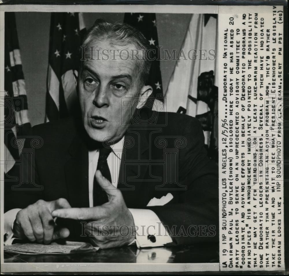 1956 Press Photo Democratic National chairman Paul M Butler in Los Angeles - Historic Images