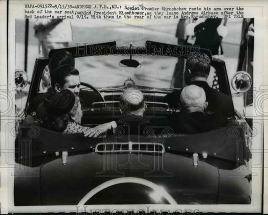 1959 Press Photo Soviet Premier Krushchev & President Eisenhower in MD - Historic Images
