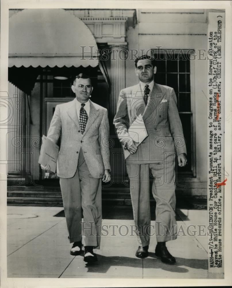 1950 Press Photo Wayne Hawks Chief Clerk of the White House &amp; Herbert Miller - Historic Images