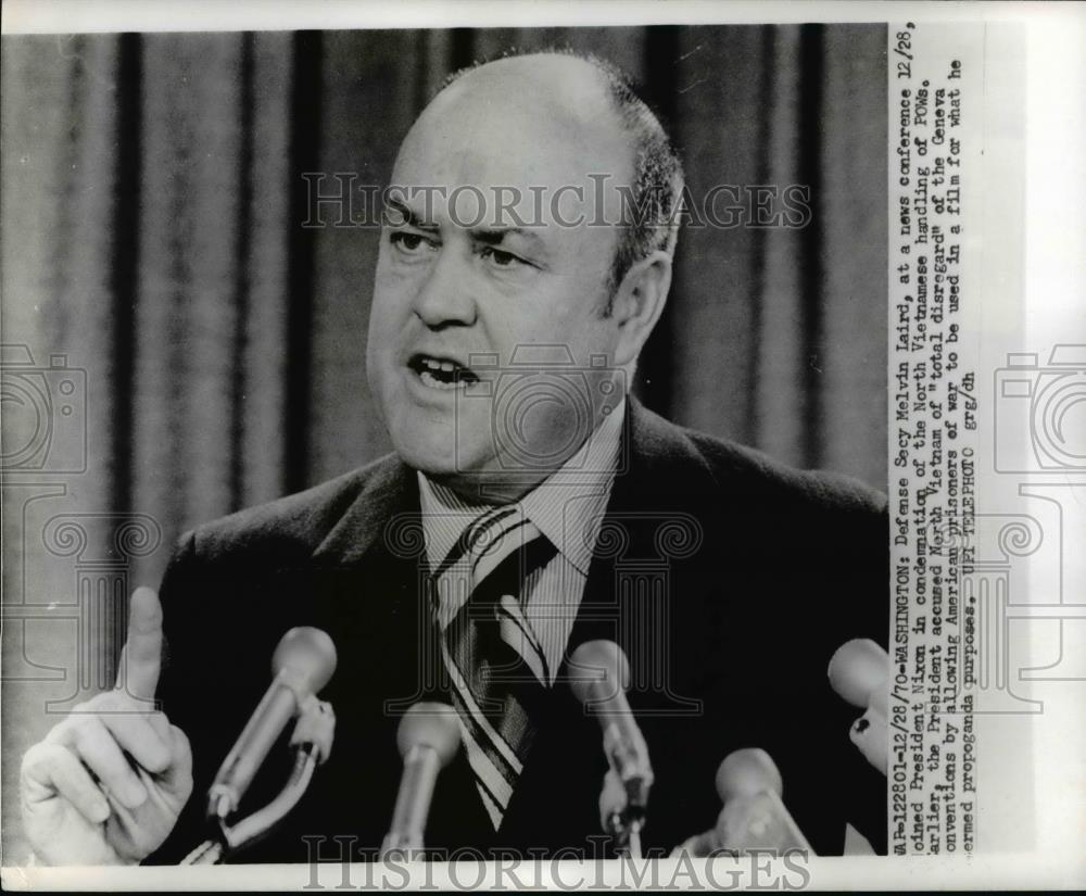 1970 Press Photo Defense Secretary Melvin Laird speaks on North Vitnamese - Historic Images