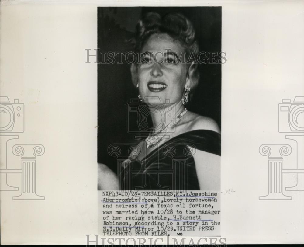 1954 Press Photo Josephine Abercromboe heiress to wed H Burnett Robinson - Historic Images