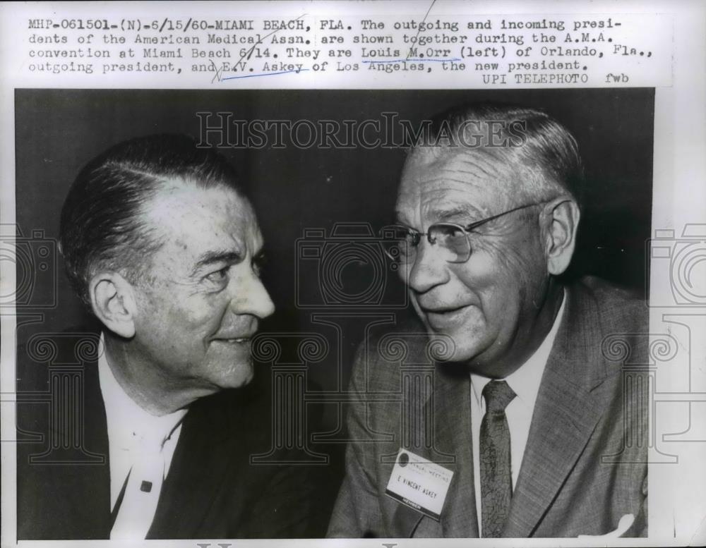 1960 Press Photo Louis M.Orr and E.V Askey of American Medical Association. - Historic Images