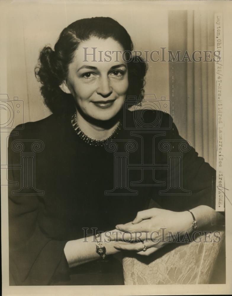 1947 Press Photo Mrs Mildred Lamarre in Dayton Ohio - nee87642 - Historic Images