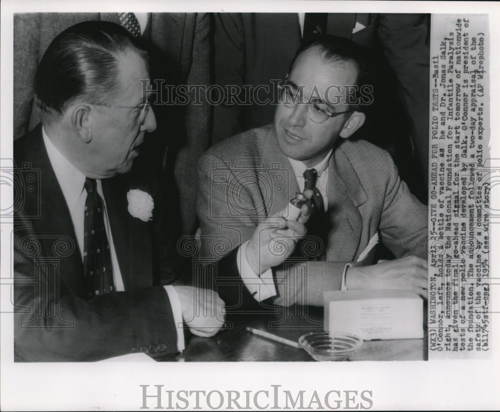 1954 Wire Photo O&#39;Connor gives go signal to nationwide tests of polio vaccine - Historic Images