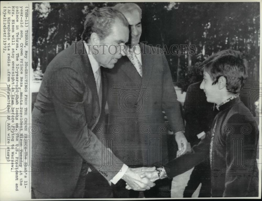 1972 Wire Photo Prince Reza meets Pres Nixon at the palave in Tehran - cvw12280 - Historic Images