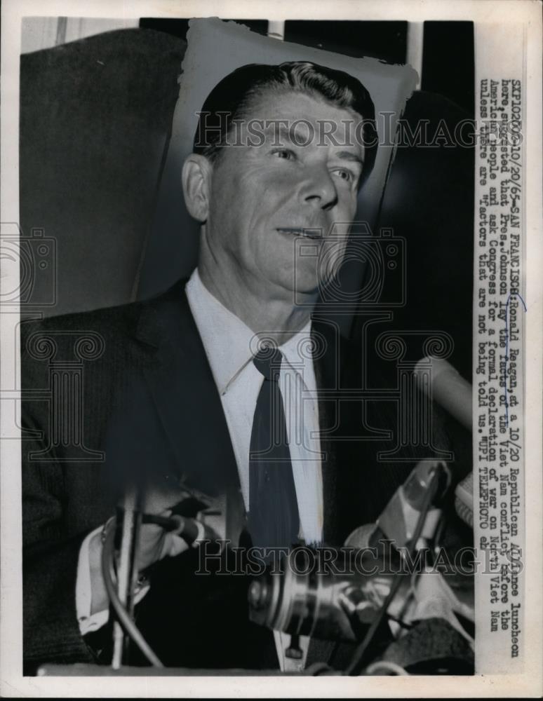 1965 Press Photo Pres. Ronald Reagan at Republican Alliance Luncheon - nee87582 - Historic Images