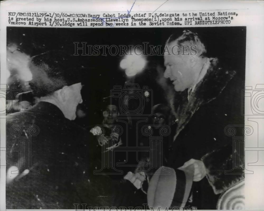1960 Press Photo US UN Ambassador Henry Cabot Lodge & Llewellyn Thompson - Historic Images