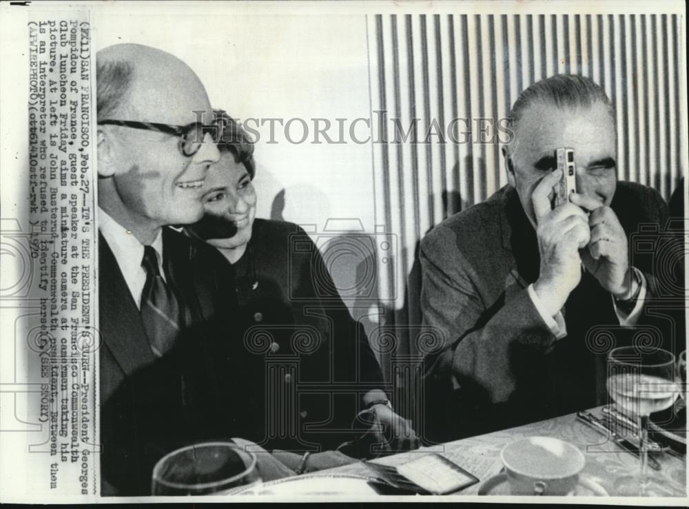 1970 Wire Photo France Pres. George Pompidou at San Francisco Commonwealth Club - Historic Images